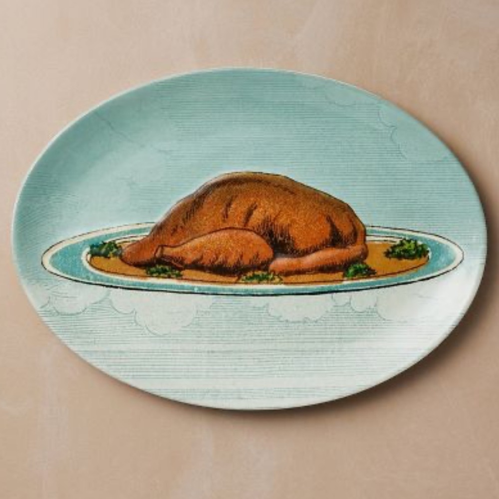 10"x15" Oval Stoneware Platter Fall Cooked Turkey - John Derian for Target NWT